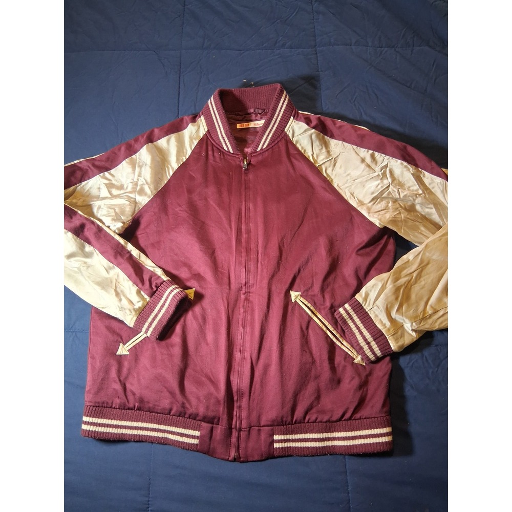 Uniqlo Disney‎ Minnie Mouse Tokyo Souvenir Jacket Burgundy Gold Sukajan Small